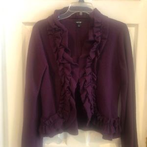 Apt. 9 Purple Ruffled Cardigan